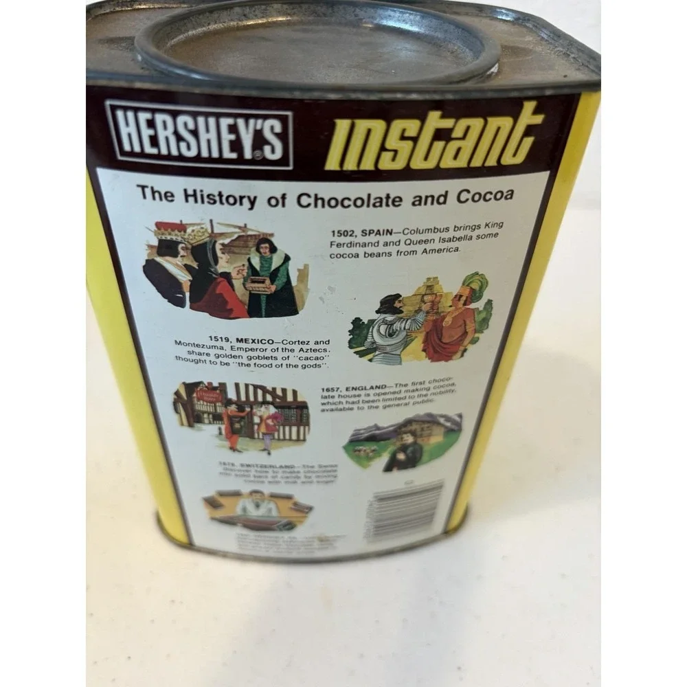 Vintage Hershey's Instant Chocolate Tin - History- 32 Oz- No Bar Code